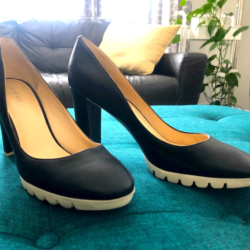 Lightly used off black (super dark navy) platform heels